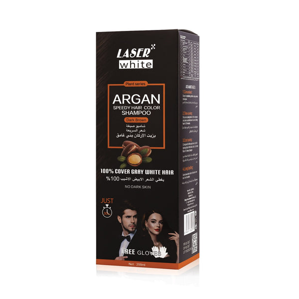 Laser White Argan Hair Dye Shampoo Dark Brown 200 ml