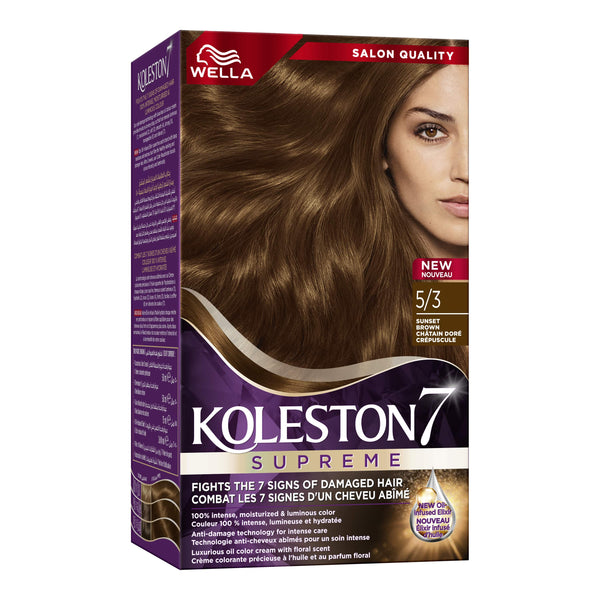 Koleston Hair Gold Sunset Brown Hair Color Cream Kit 5/3 with Color Reactivator