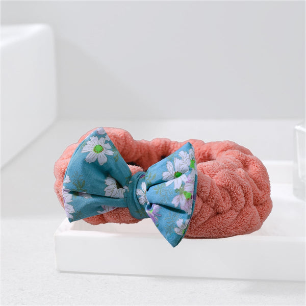 Reefi Floral Hair Tie Elastic Bow Apricot