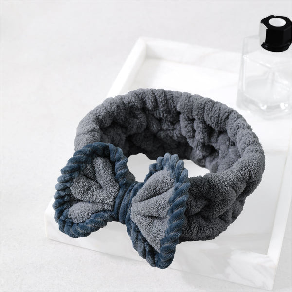Reefi Modern Hair Tie Floral Bow Elastic Grey