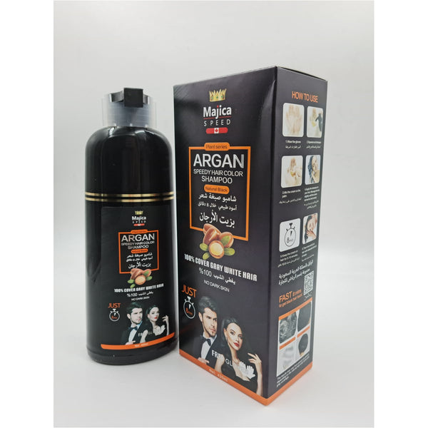 Argan Speedy Hair Color Shampoo Black, Argan Oil and Sunflower Extract, 420 ml