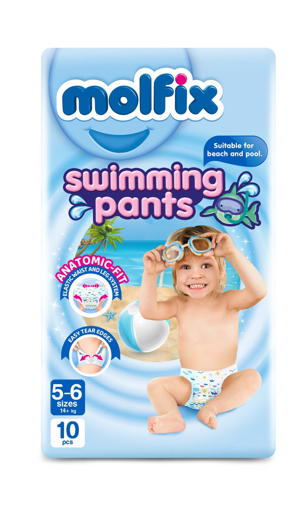 Molfix Swimming Pants Large Size 5/6, Flexible Leak-Proof Baby Swim Pants