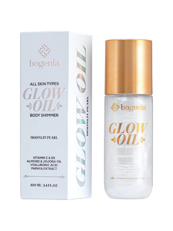 Bogenia Moonlit Pearl Body Shimmer Oil Lightweight Bronze Glow 100ml