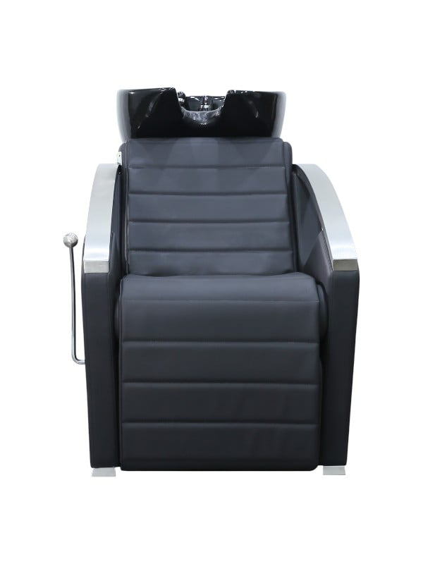 Salon System B9334 Black Hair Washing Chair Ceramic Basin Adjustable Reclining