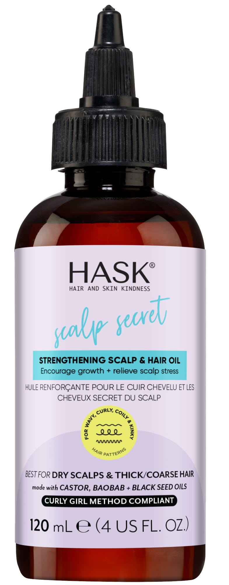 Hask Texture Solutions Hair Oil, Strengthening Castor & Black Seed Oils, 120 ml