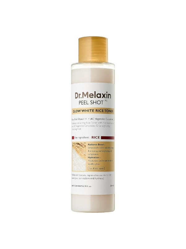 Dr. Melaxin Glow White Rice Toner Hydrating Rice Bran Water Plant-Based Ceramides 200ml
