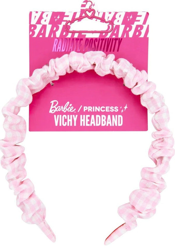 You Are The Princess Barbie Vichy Gingham Hair Headband, Pink, 13.5 x 2 cm, 1 Piece