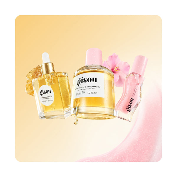 Gisou Honey Gloss Hydration Trio Kit with Mirsalehi Honey, Hair Oil, Perfume & Gloss