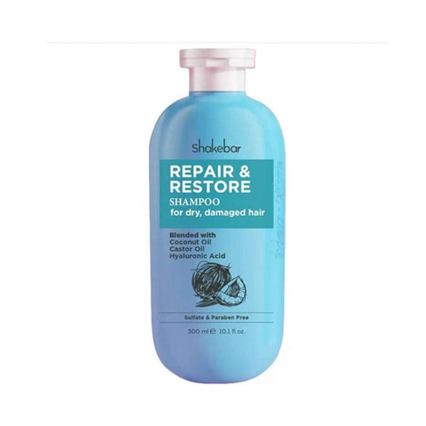Shakebar Repair & Restore Shampoo, Coconut Oil, Castor Oil & Hyaluronic Acid, 300 ml