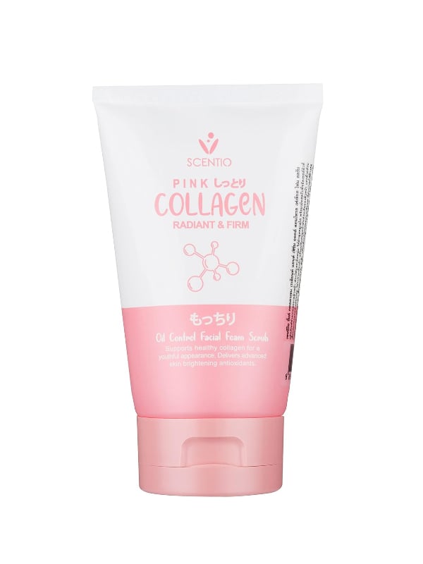 CENTEO Pink Collagen Facial Scrub Exfoliator with Hyaluronic Acid, Radiant & Firm, 100ml