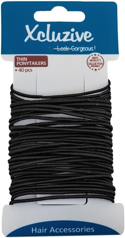 Xcluzive Thin Ponytail Holders, 40 Pieces