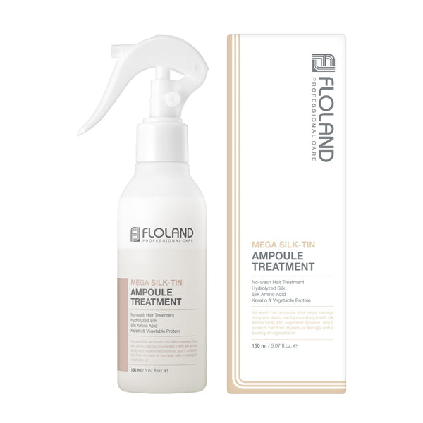 FloLand Mega Silk-Tin Ampoule Treatment No-Wash Hair Treatment Hydrolyzed Silk Keratin 150 ml