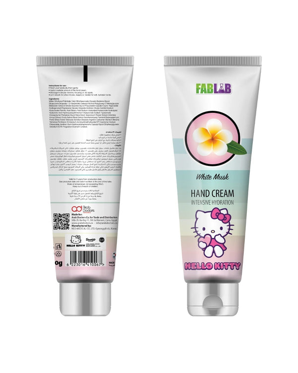 Fablab Hello Kitty Hand Cream Hydration Lightweight Shea Butter Vitamin E White Musk 100ml