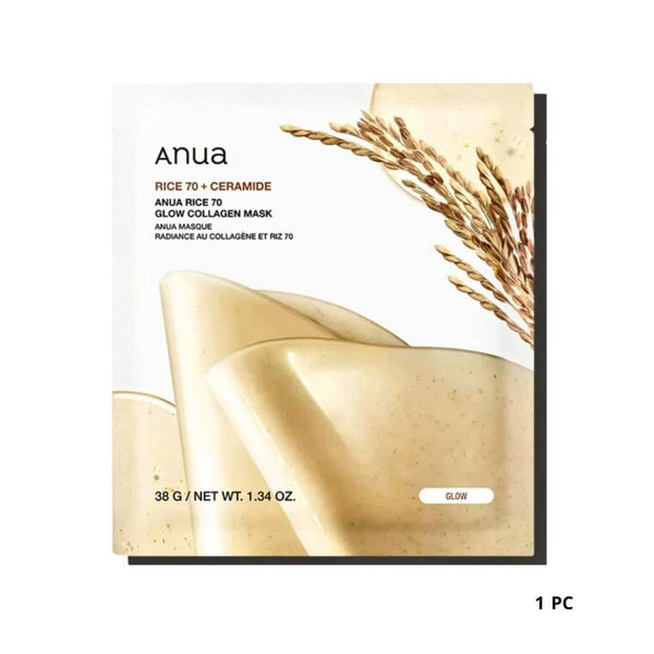ANUA Rice 70+ Ceramide Glow Collagen Face Mask 1pc 38g