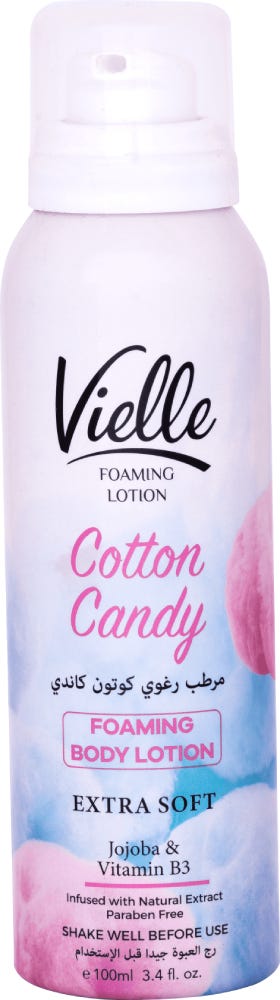 Vielle Foaming Body Lotion Jojoba Oil Vitamin B3 Cotton Candy 100ml