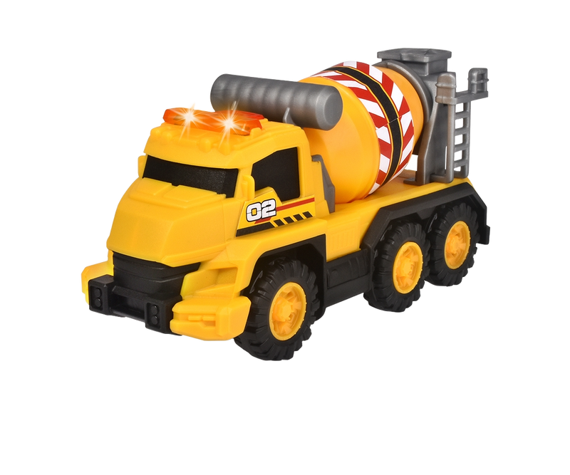 Dickie Concrete Mixer Toy Vehicle with Rotating Drum, Light and Sound Effects, 16 cm