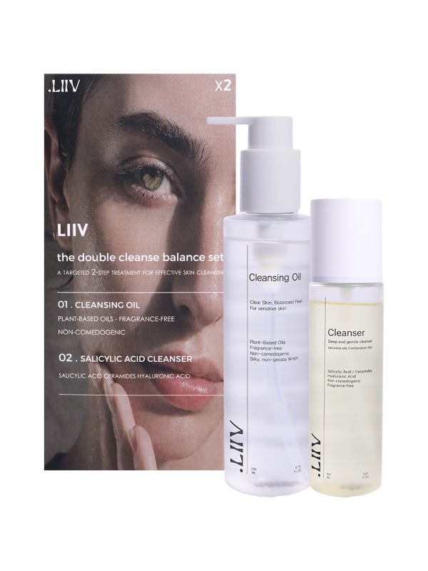 LIIV Double Cleansing Kit, Cleansing Oil and Salicylic Acid Cleanser, 200 ml + 150 ml
