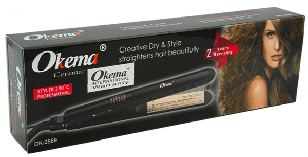 Okema OK2589 Ceramic Hair Straightener Even-Heat Styling Tool