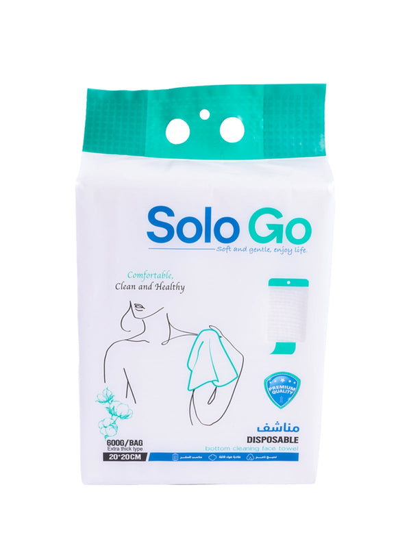 Solo Go Disposable Towels Soft Single-Use Face Towels 20 x 20 cm, 180 Count