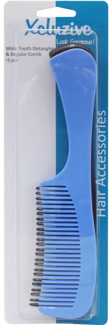 Xcluzive Wide Tooth Detangler and Regular Comb Set, 2 Pieces