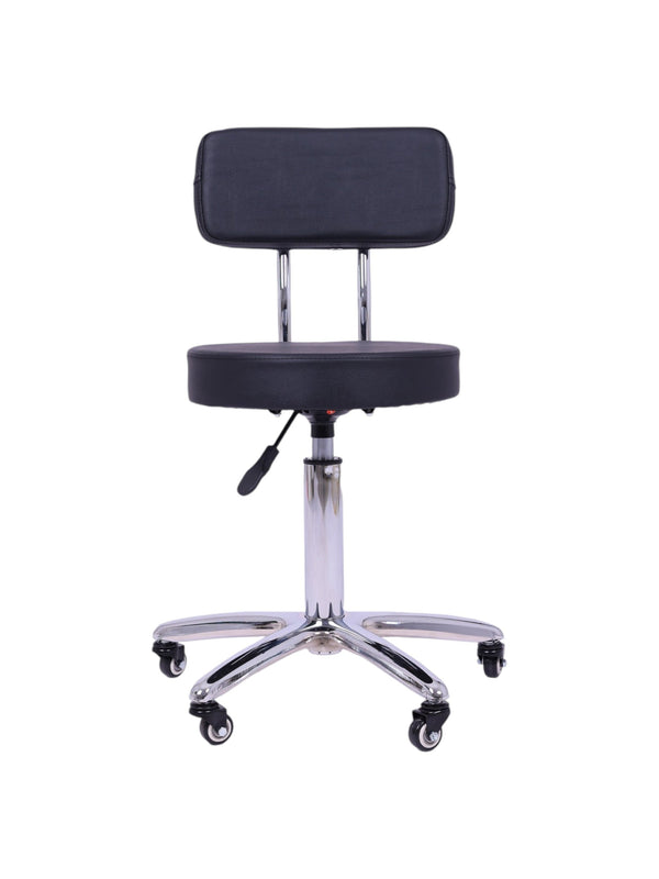 Salon System DS-900 Small Black Staff Chair, Padded Adjustable Salon Stool with Wheels