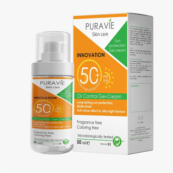 Puravie Sun Protection Gel Cream SPF 50+ Fragrance-Free Matte Finish 50 ml