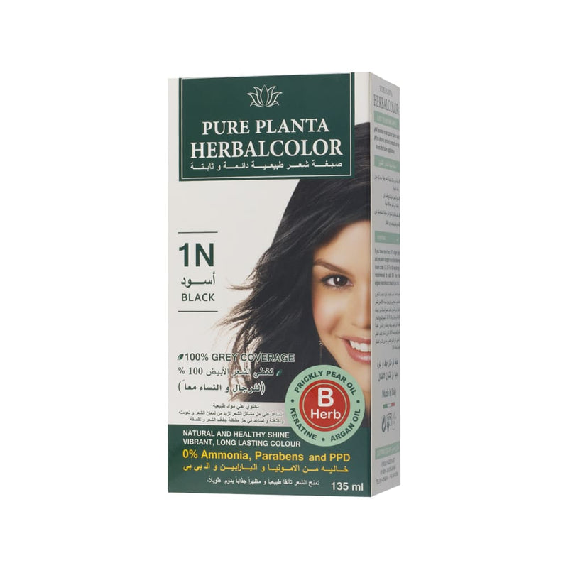 Pure Planta Natural Permanent Hair Dye, Black 1N, Ammonia-Free Formula
