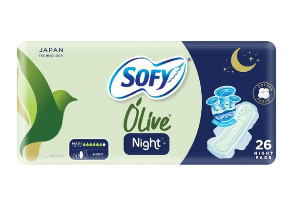Sofy Olive Oil Night Maxi Large Sanitary Pads, 26 Pieces