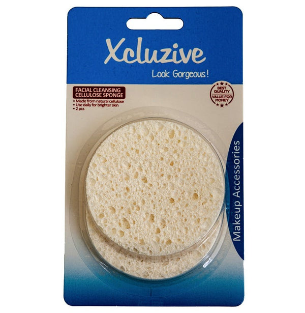 Xcluzive Round Cellulose Makeup Sponges, 2 Pieces