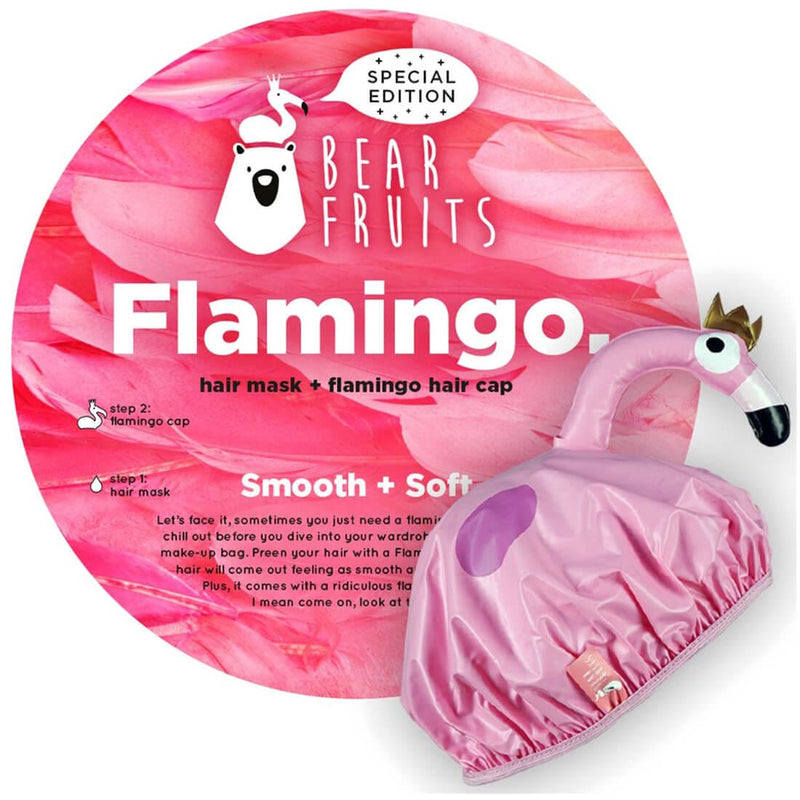 Bear Fruits Flamingo Hair Mask with Aloe Vera and Argan Oil and Hair Cap