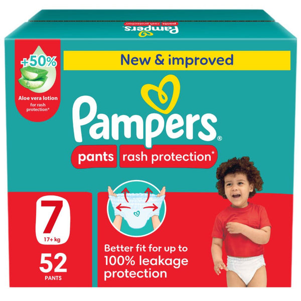 Pampers Pants Size 7 Pull-Up Diapers, Quick Absorption, Leak Protection, Jumbo Box 52 Count