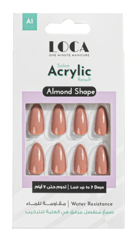 Loca Acrylic Artificial Nails Nude Almond Shape