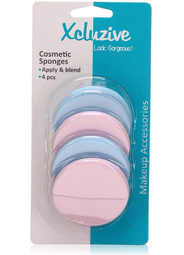 Xcluzive Round Latex Cosmetic Makeup Sponges, 4 Pieces