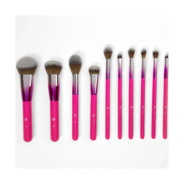 BH Cosmetics Brush Set 10 Pieces Transparent Pink