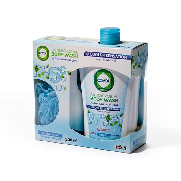 Covix Cool Fresh Body Wash Mint Fragrance with Built-In Loofah 500 ml