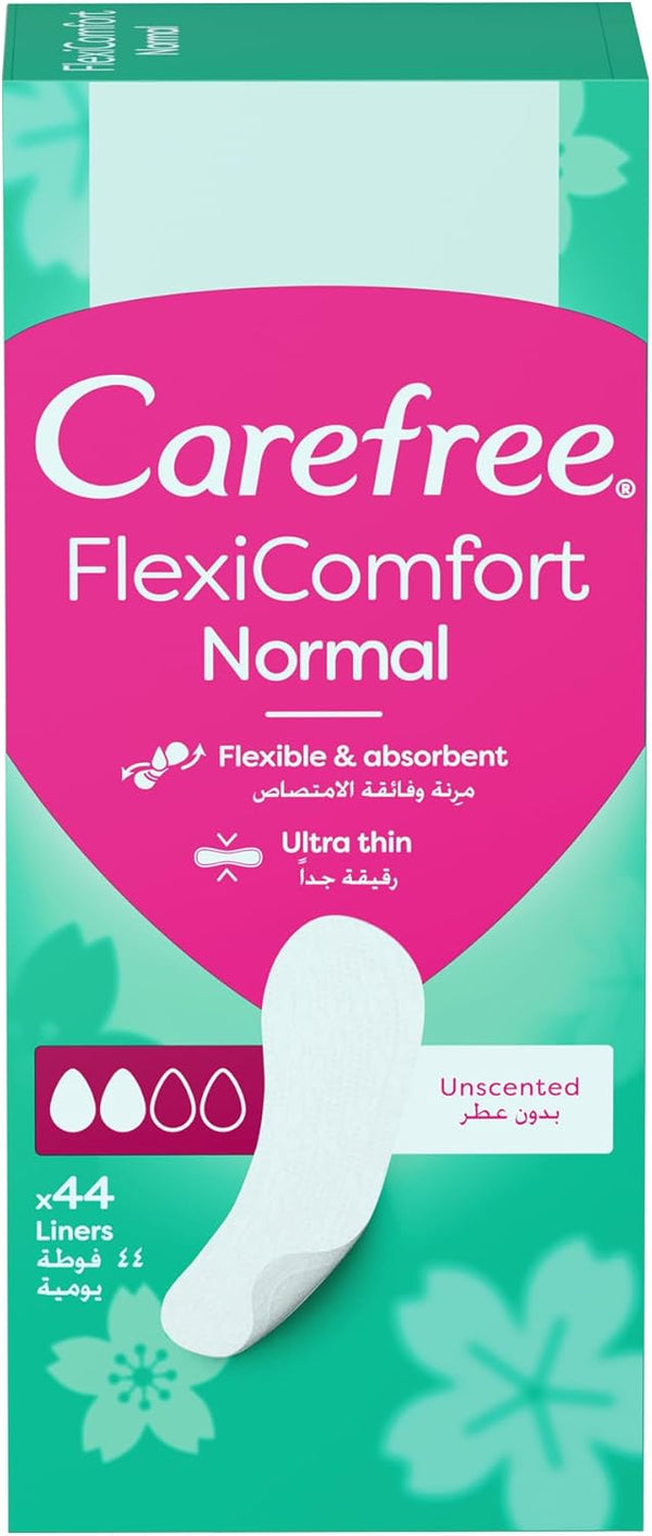 Carefree Flex Comfort Unscented Pantyliners Ultra-Thin Flexible Cotton Extract Pack of 44