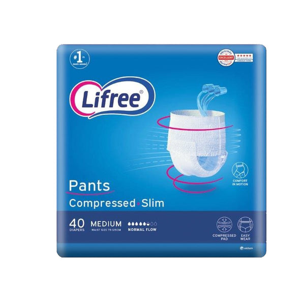 Lifree Adult Culotte Disposable Incontinence Briefs Medium Size, 40 Pieces