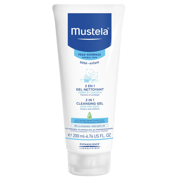 Mustela 2 in 1 Hair and Body Wash Soap-Free Baby Cleanser 200 ml