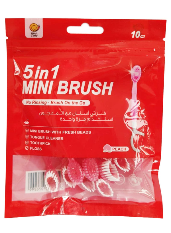 Snail 5 in 1 Mini Toothbrush with Integrated Toothpaste Peach Flavor
