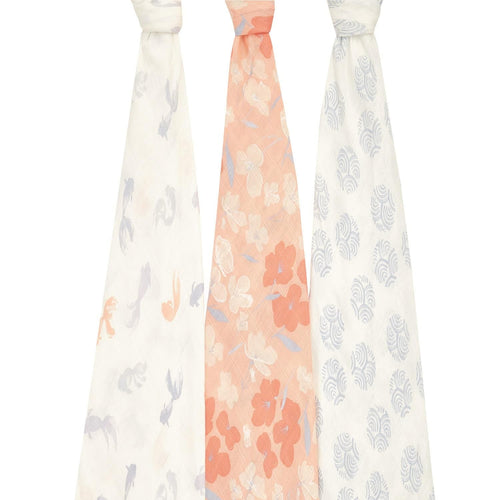 aden + anais Silky Soft Muslin Swaddle Blankets, Bamboo Viscose, Koi Pond, 3-Pack