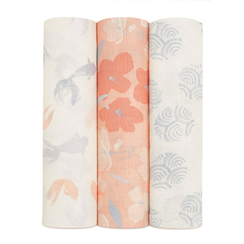 aden + anais Silky Soft Muslin Swaddle Blankets, Bamboo Viscose, Koi Pond, 3-Pack