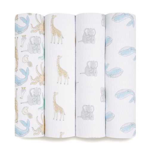 aden + anais Essentials Muslin Swaddles 4-Pack Natural History 100% Cotton 44 x 44 in