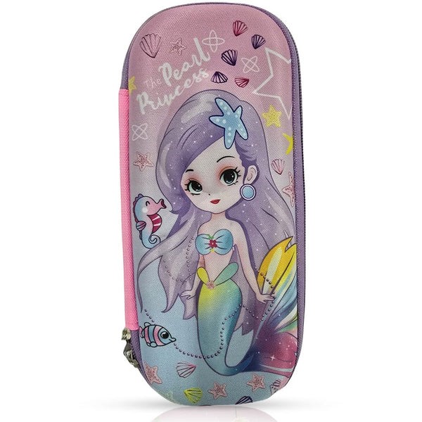 Cocobee Printed EVA Pencil Case for Girls, Multicolor, Dual Zipper with Mesh Pocket