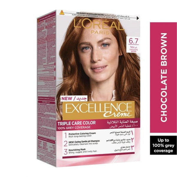 L'Oreal Paris Excellence Hair Color Permanent Cream Chocolate Brown 6.7 Triple Care Formula