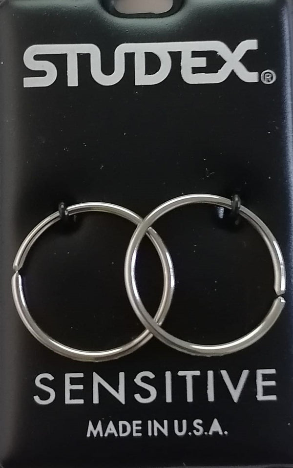 Studex Sensitive S954W Stainless Steel 13mm Hoop Earrings with Zircon