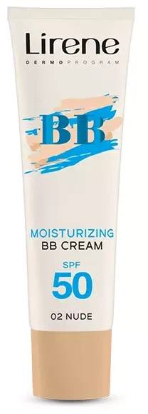 Lirene Moisturizing BB Cream SPF 50 Nude 02, Alpha-Arbutin, Hyaluronic Acid, Vitamin C, 30 ml