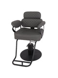 System Salon Striped Women's Hair Cutting and Styling Chair Dark Grey Adjustable Headrest Hydraulic Mechanism