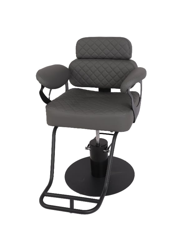 System Salon Striped Women's Hair Cutting and Styling Chair Dark Grey Adjustable Headrest Hydraulic Mechanism