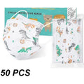 Bariq Kids Face Masks 3-Layer Disposable White Masks With Drawing, 50 Pack