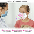 Bariq Kids Face Masks 3-Layer Disposable White Masks With Drawing, 50 Pack